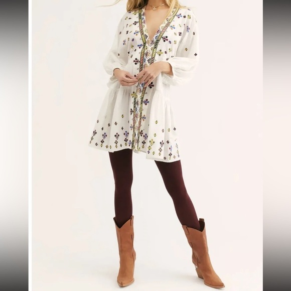 Free People Light It Up Embroidered Tunic Dress - Picture 4 of 14